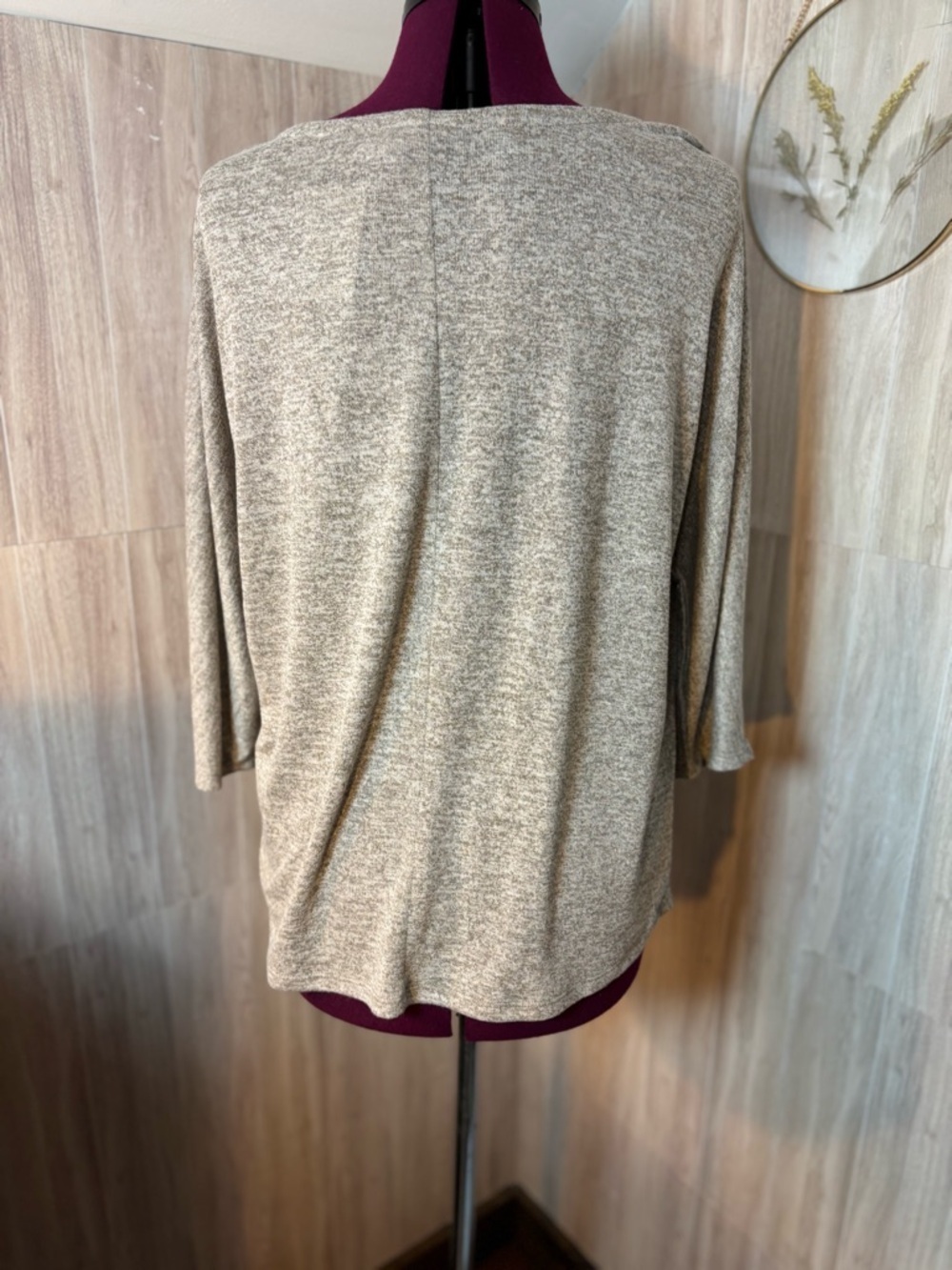 Gray Women's Pullover Top with Sunflower Embroidery - Picture 2 of 7